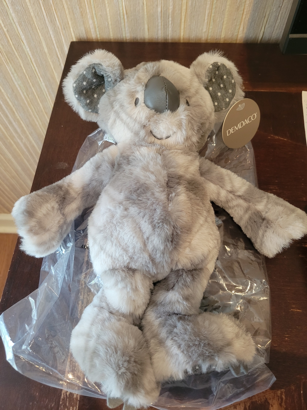Demdaco Plush Koala Stuffed Animal - Soft Gray NWT